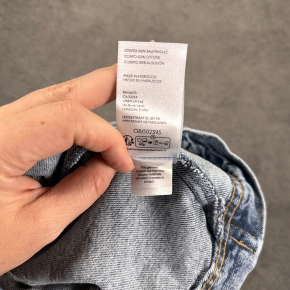 We The Free Denim‎ Jacket Womens XS Blue Acid Wash Cropped Distressed Jean Coat - Picture 11 of 11